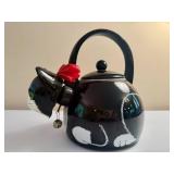 Cute Black and White Kitty Cat Whistling Tea Pot