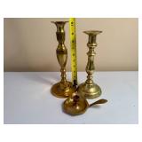 Vintage "Kerosene" Style Brass Lamp and Candlesticks