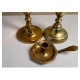 Vintage "Kerosene" Style Brass Lamp and Candlesticks