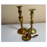 Vintage "Kerosene" Style Brass Lamp and Candlesticks