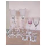 Lot of Glass and Crystal Candleholders