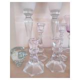Lot of Glass and Crystal Candleholders