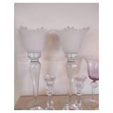 Lot of Glass and Crystal Candleholders