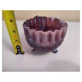 Purple Slag Glass Beaded Nut Dish