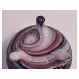 Purple Slag Glass Beaded Nut Dish