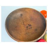 Vintage Wooden Bowl with Decorative Fruit