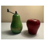 Wooden Fruit Salt Shaker and Pepper Mill