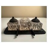 Vintage Cast Iron Triple Stand Ink Well