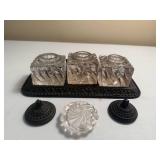 Vintage Cast Iron Triple Stand Ink Well