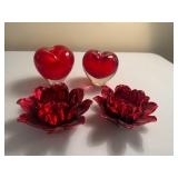 Lot of Red Candle Holders