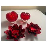 Lot of Red Candle Holders