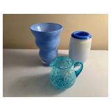Lot of Blue Vases and Pitcher