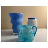 Lot of Blue Vases and Pitcher