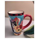 Lynda Corneille Signed "Black White Strip Cat" Art Tea Pot