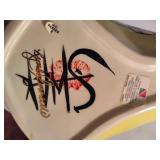 Lynda Corneille Signed "Black White Strip Cat" Art Tea Pot