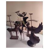 Metal Reindeer and Angel Candleholders