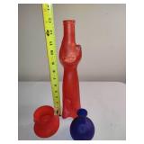 Frosted Color Glass Vases and Small Pitcher