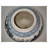 Antique Ceramic Blue & White Ginger Jar