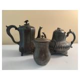Lot of Antique Metal Tea Pots inc. Sheffield