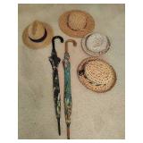 Lot of Ladies Hats & Large Umbrellas