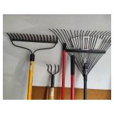 Assorted Rakes & Garden Tools