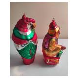 Department 56 Vintage Hand Blown Mercury Glass Parrot & Monkey