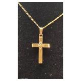 Nice 14k & Diamond Cross Pendant Necklace
