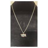 24" Silvertone Harley Davidson/American Flag Pendant Necklace