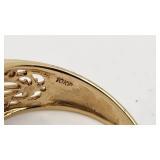 Gorgeous 10k Yellow Gold Ring w/ Sapphires and Diamonds - Large Size 10.75