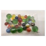 Bag of 33 Assorted Vintage Marbles