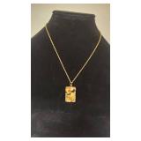 Large Italy Murano Glass Pendant on a Thick 12k GF 18" Rope Chain - 12.82g