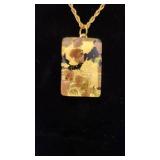 Large Italy Murano Glass Pendant on a Thick 12k GF 18" Rope Chain - 12.82g