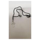 Large Sterling Silver Celtic Cross Pendant Necklace - 27"