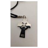 Large Sterling Silver Celtic Cross Pendant Necklace - 27"