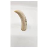 Beautiful Antique Whale Tooth Clipper Ship Scrimshaw - 3.75" Tall