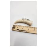 Beautiful Antique Whale Tooth Clipper Ship Scrimshaw - 3.75" Tall
