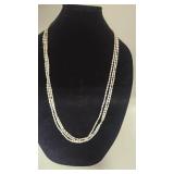 14k and Freshwater Pearl Triple Strand Necklace w/ 36 Gold Beads - 32" - 42.79g
