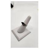 Vintage Modernist Sterling and Onyx Ring - Size 6.5