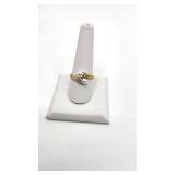 18k Ring with Pearls and Clear Stones - Size 10