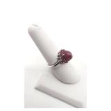 Beautiful Antique Sterling Silver and Ruby Ring - Size 7.75