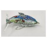 Beautiful Vintage Millefiore Glass Dolphin Paperweight