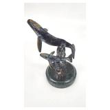 SPI Gallery Solid Brass Whale Sculpture on Marble Base