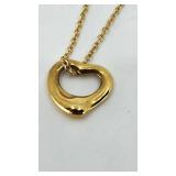Beautiful Tiffany & CO Elsa Peretti "Open Heart" Pendant Necklace in 18k Yellow Gold