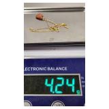 18" 14k over Sterling Necklace with Nice Aventurine Pendant