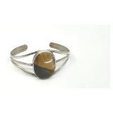 Very Nice Vintage Sterling Silver and Rare Owyhee Jasper Cuff Bracelet