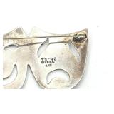 Vintage Taxco Mexico "Comedy & Tragedy" Sterling Silver Pin