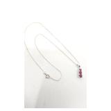 Very Pretty Graduated Triple Ruby and Sterling Silver Pendant Necklace - 16"