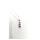 Very Pretty Graduated Triple Ruby and Sterling Silver Pendant Necklace - 16"