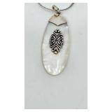 Pretty Sterling Silver and Mother of Pearl Pendant Necklace - 20"