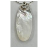 Pretty Sterling Silver and Mother of Pearl Pendant Necklace - 20"